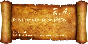 Rubinstein Adorján névjegykártya